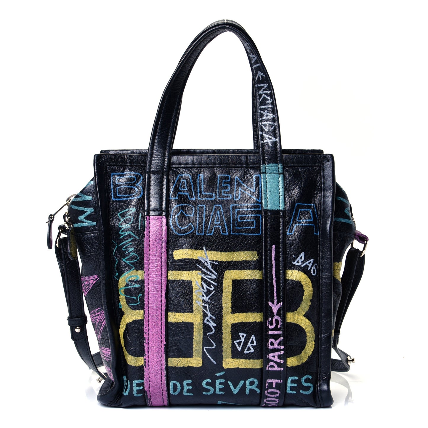 Agneau Arena Graffiti All Over XS Bazar Shopper Tote Black Multicolor