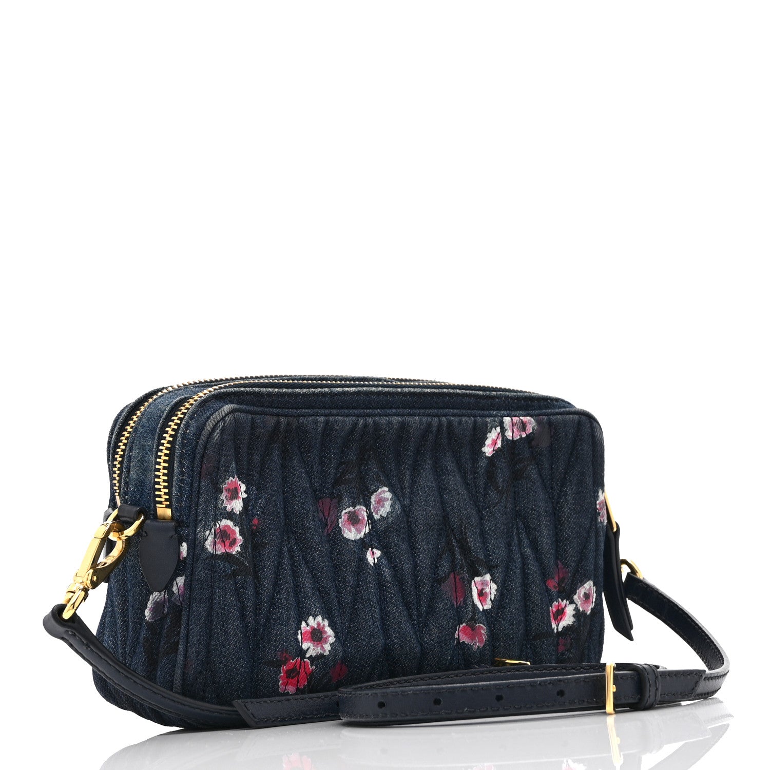 Miu Miu Denim Matelasse Camera Bag Blue Multicolor 1826998
