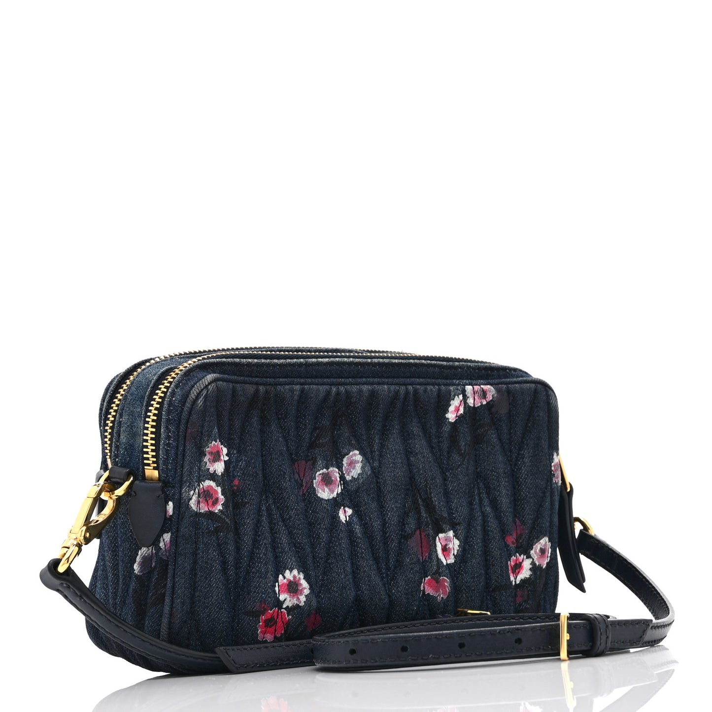 Denim Matelasse Camera Bag  Blue Multicolor
