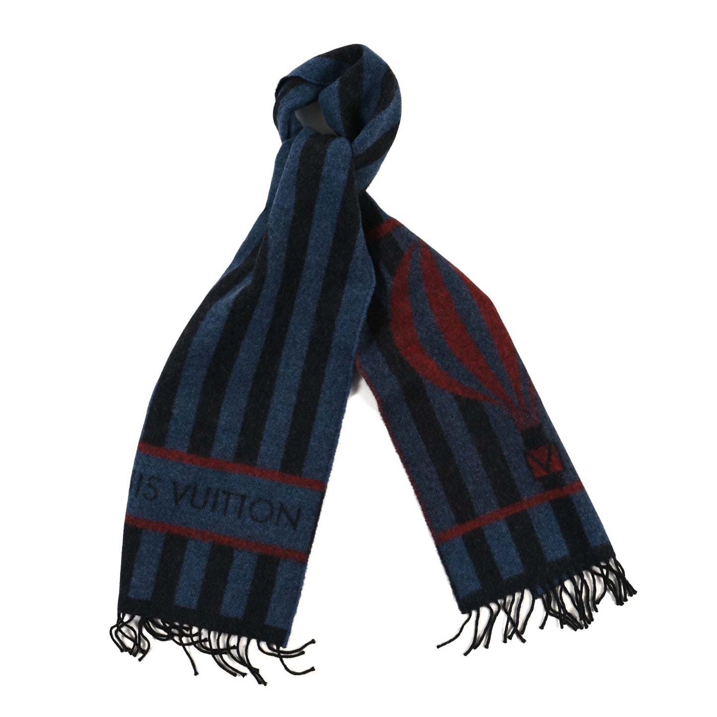 Wool Angora Stripe Muffler Hot Air Balloon Scarf Black Blue Red