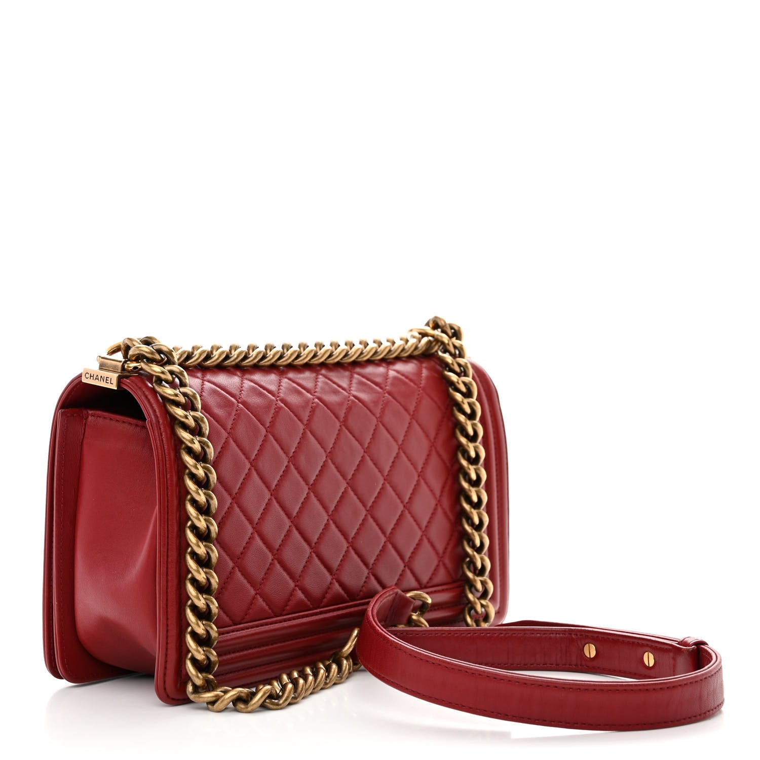 Chanel Lambskin Quilted Medium Boy Flap Dark Red 3 of 13
