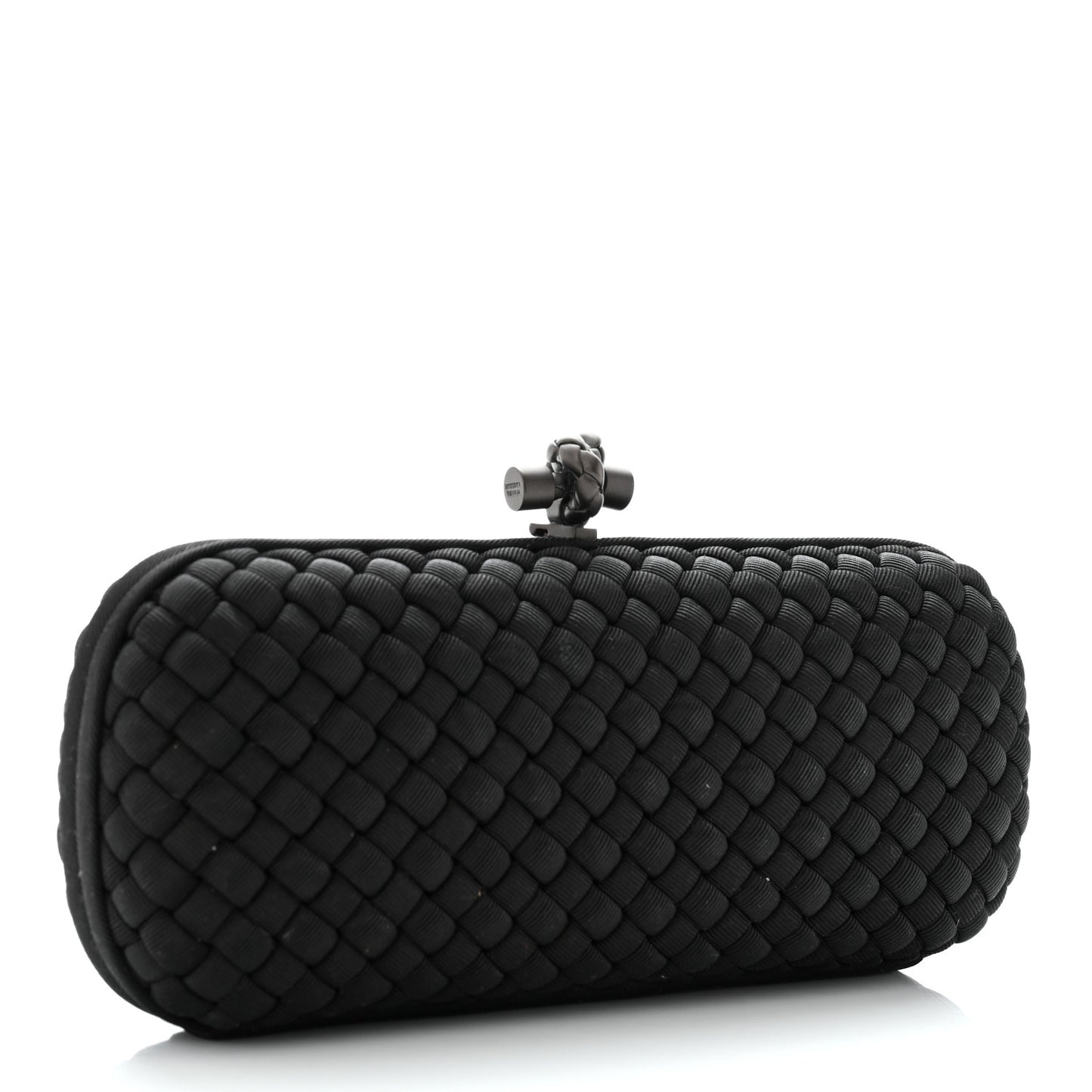 Silk Faille Intrecciato Knot Clutch Black
