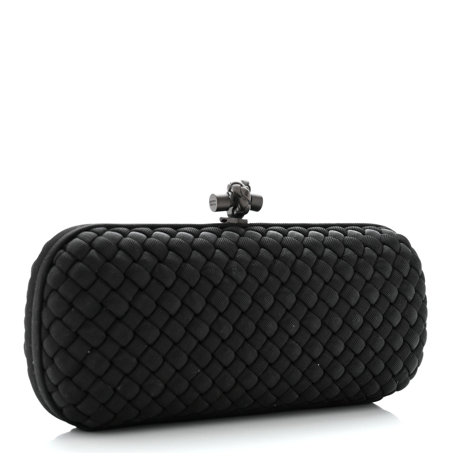 Bottega Veneta Silk Faille Intrecciato Knot Clutch Black 3 of 6
