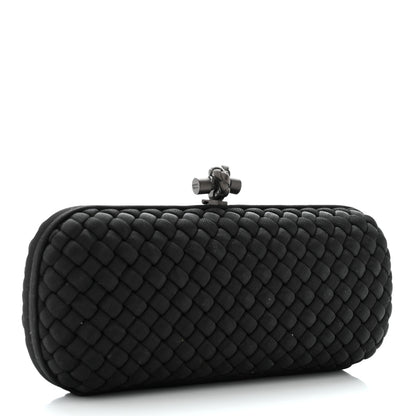 Bottega Veneta Silk Faille Intrecciato Knot Clutch Black 3 of 6