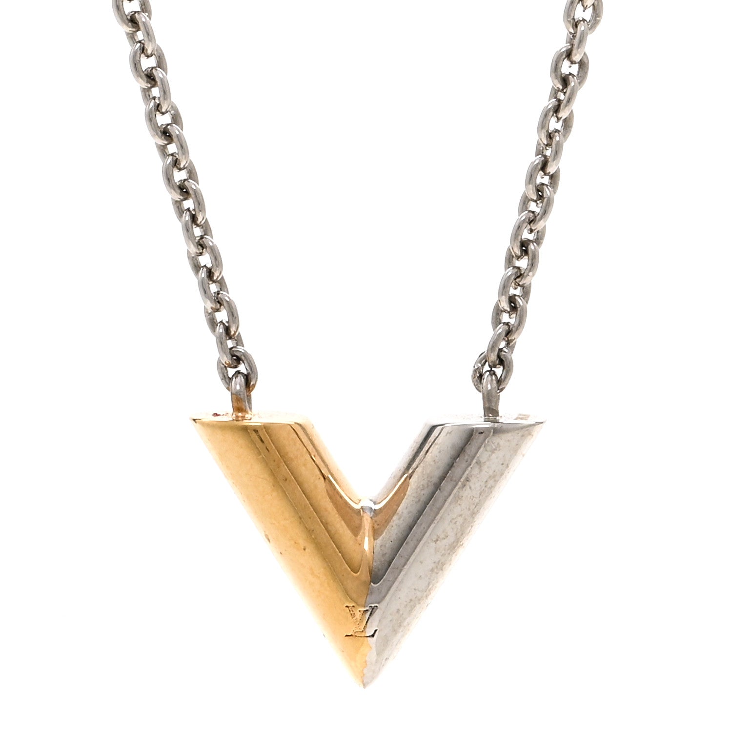 Louis Vuitton Essential V Necklace Silver Gold 4 of 5