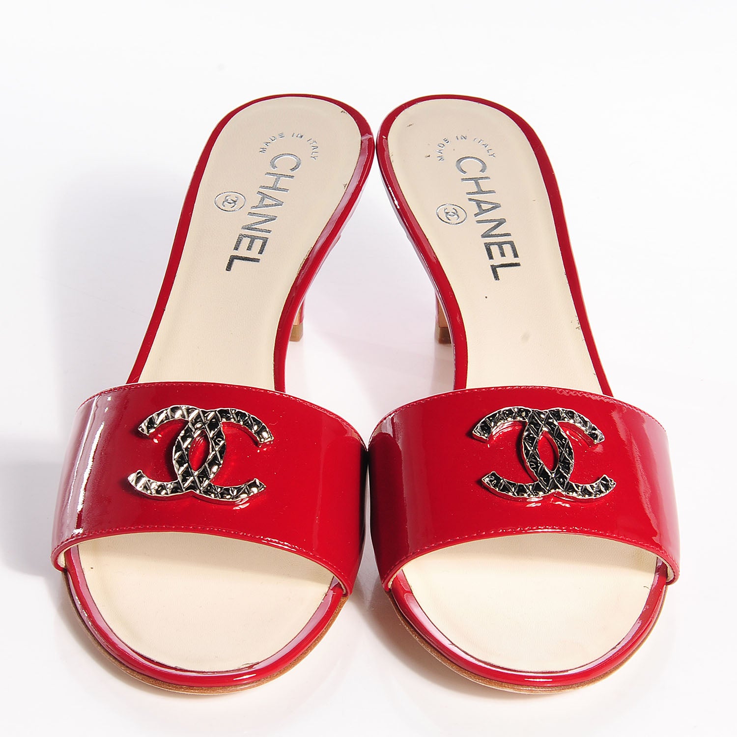 Chanel Patent Leather CC Mules 39 Rouge 2 of 5