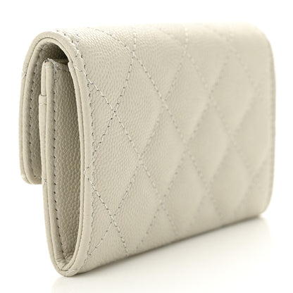 Chanel Caviar Quilted Crystal CC Flap Card Holder Light Grey 3 of 9