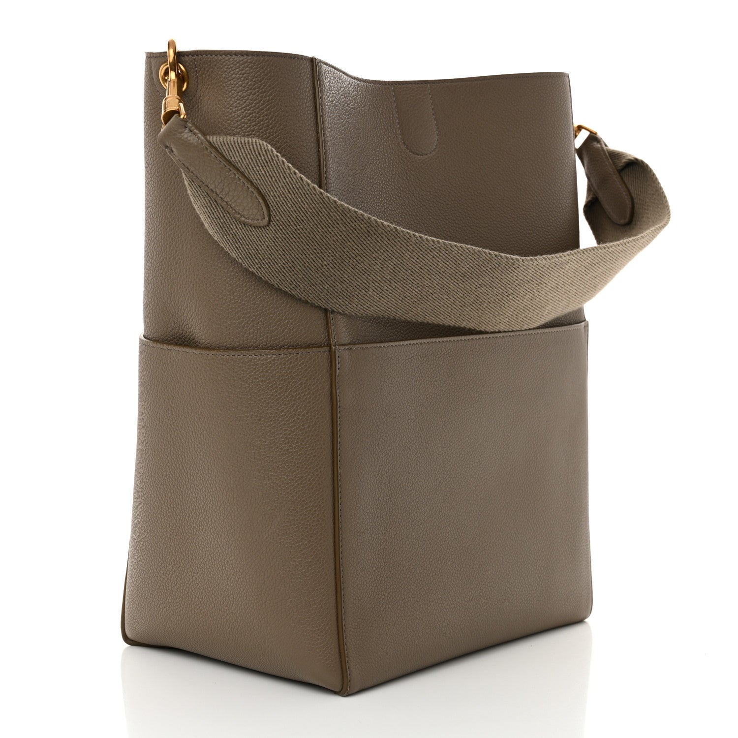 Celine Soft Grained Calfskin Sangle Bucket Bag Taupe 3 of 11