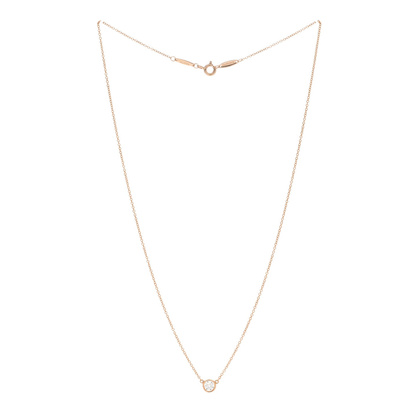 18K Rose Gold Diamond .25ct Elsa Peretti Diamonds by the Yard Pendant Necklace