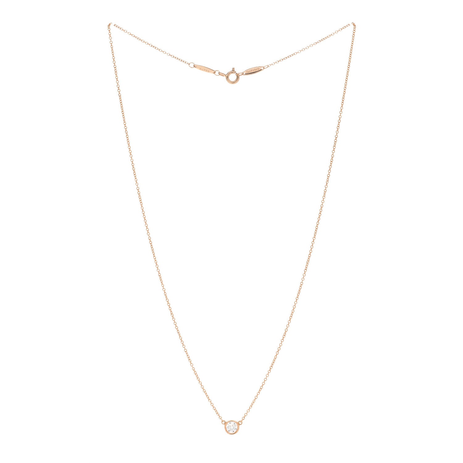 Tiffany 18K Rose Gold Diamond .25ct Elsa Peretti Diamonds by the Yard Pendant Necklace 3 of 6