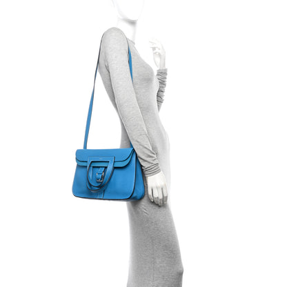 Hermes Taurillon Clemence Halzan 31 GM Bleu Frida 2 of 14