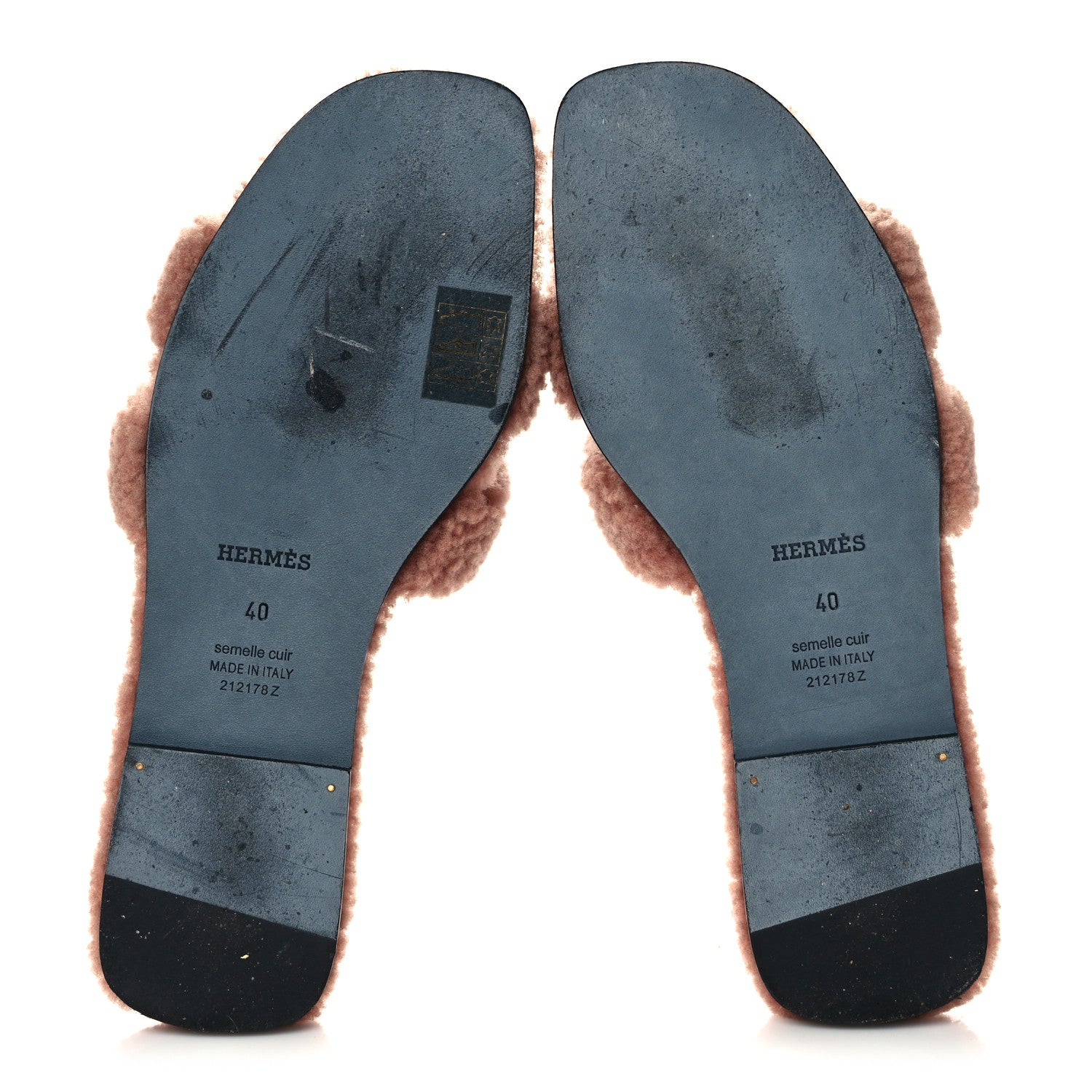 Hermes Woolskin Oran Sandals 40 Rose Aube 5 of 7