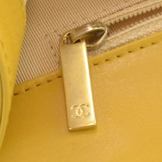 Calfskin Gabrielle Chevron Flap Yellow