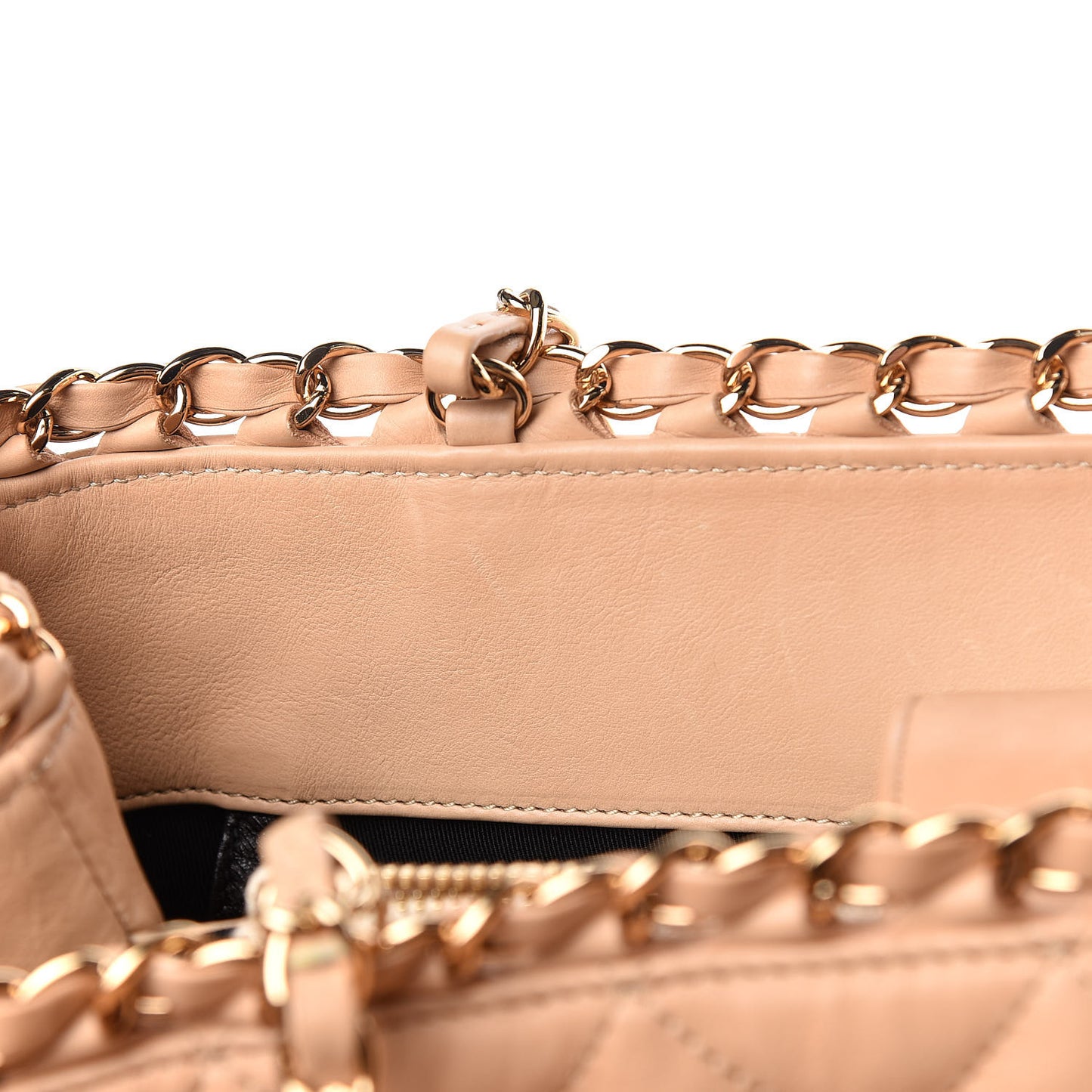 Lambskin Quilted Small Chain Me Tote Light Beige