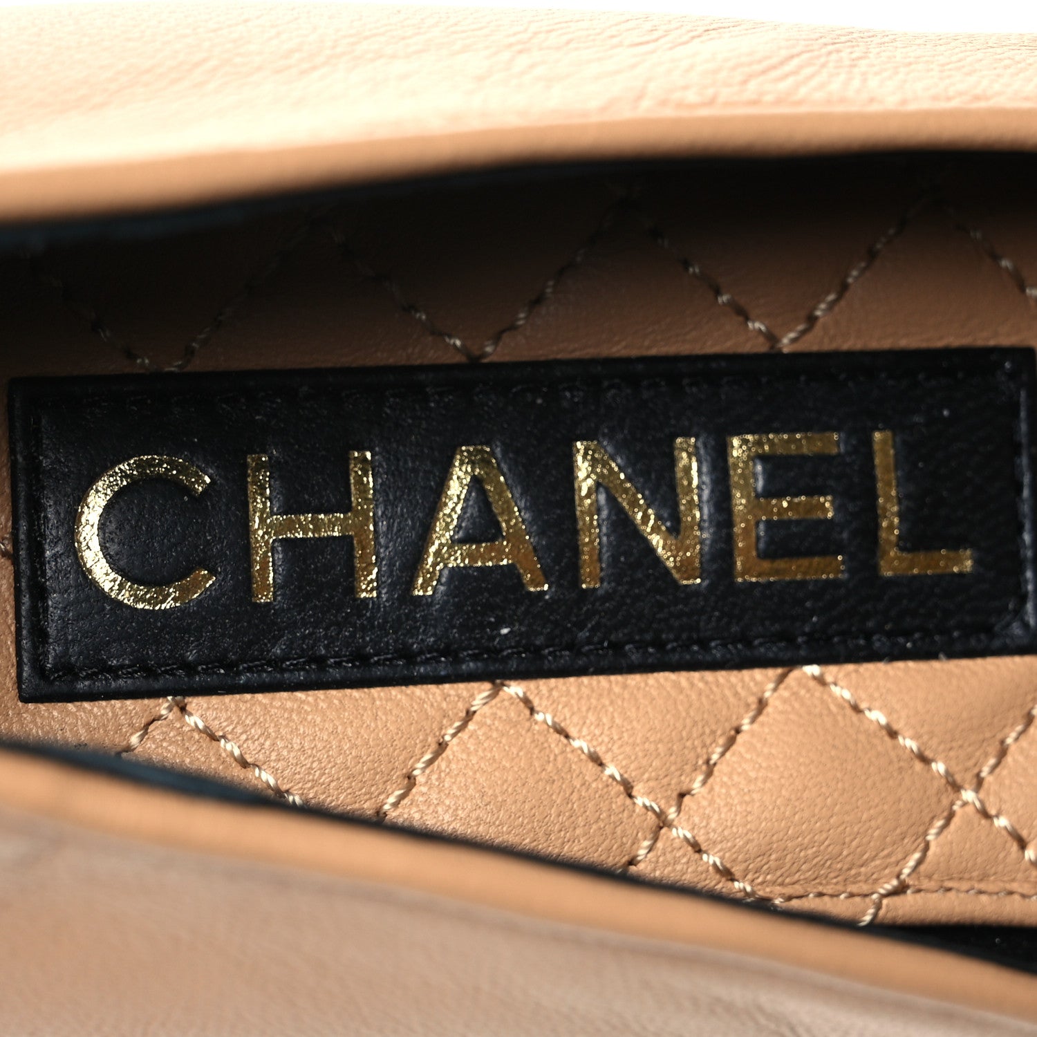 Chanel Lambskin Grosgrain Cap Toe CC Moccasin Loafers 35 Beige Black 9 of 10
