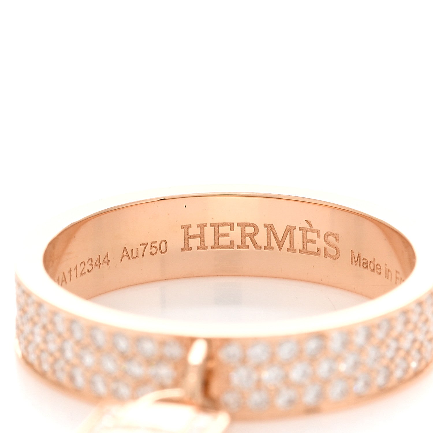 Hermes 18K Rose Gold Diamond MM Kelly Clochette Ring 54 7 4 of 5