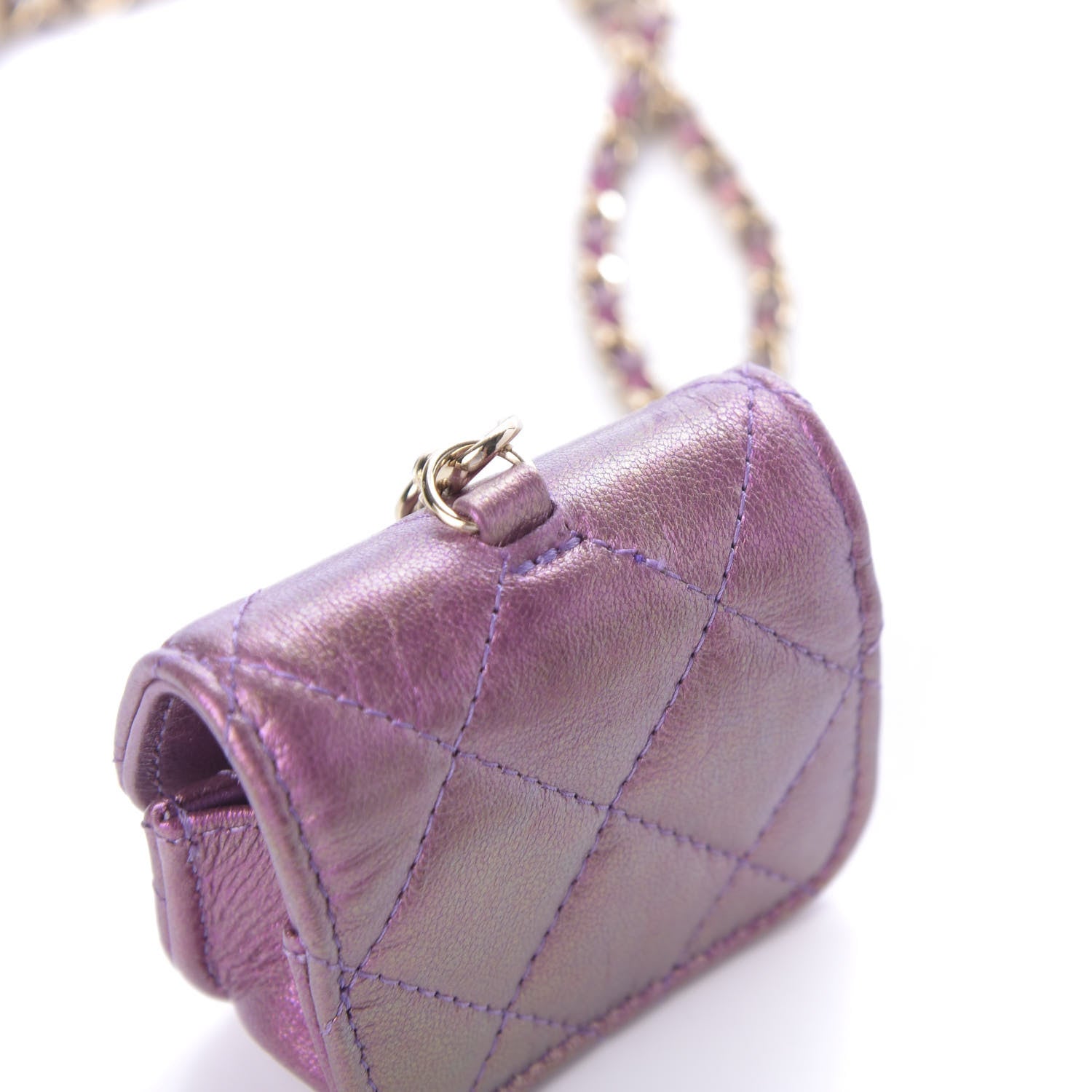 Chanel Iridescent Lambskin Quilted Airpods Pro Case Purple 10 of 10