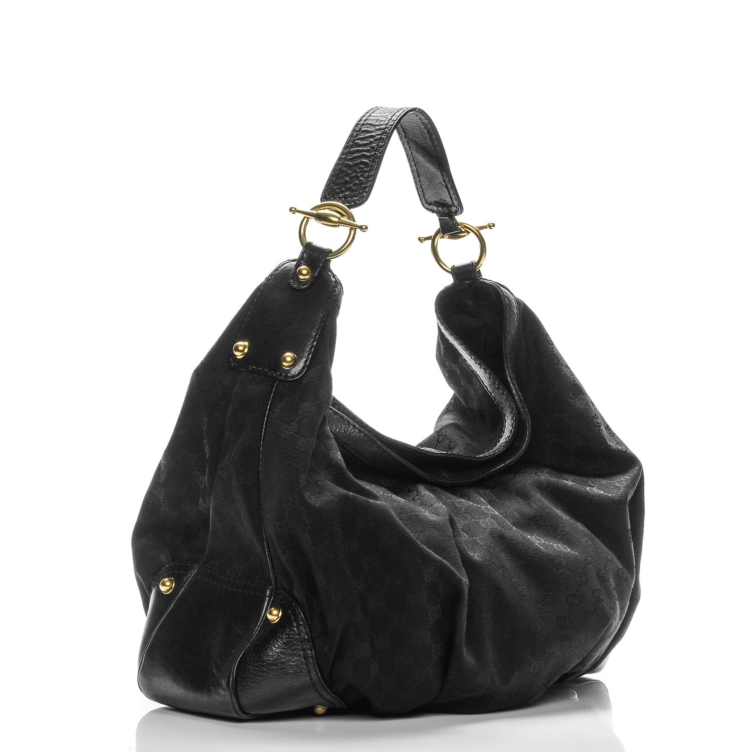 Gucci Monogram Large Jockey Hobo Black 3 of 7