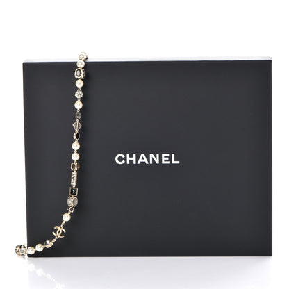 Chanel Pearl Gripoix Baguette Crystal CC Long Strand Necklace Gold 6 of 6