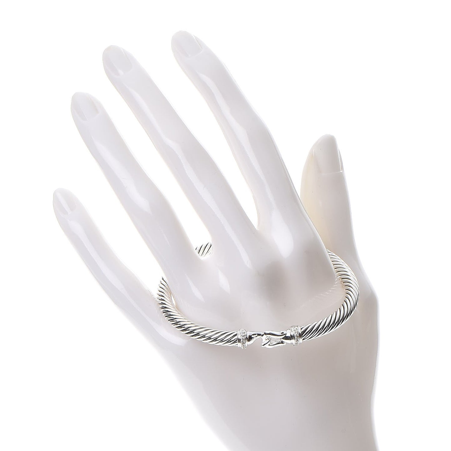 Sterling Silver Diamond 5mm Cable Buckle Bracelet