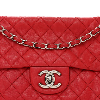 Chanel Soft Caviar Quilted Jumbo XL Single Flap Red 5 of 12