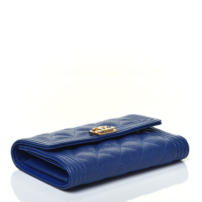 Chanel Caviar Quilted Medium Boy Flap Wallet Blue 4 of 7