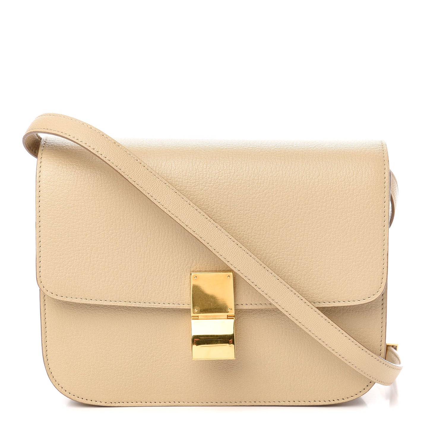 Goatskin Medium Classic Box Flap Bag Dune