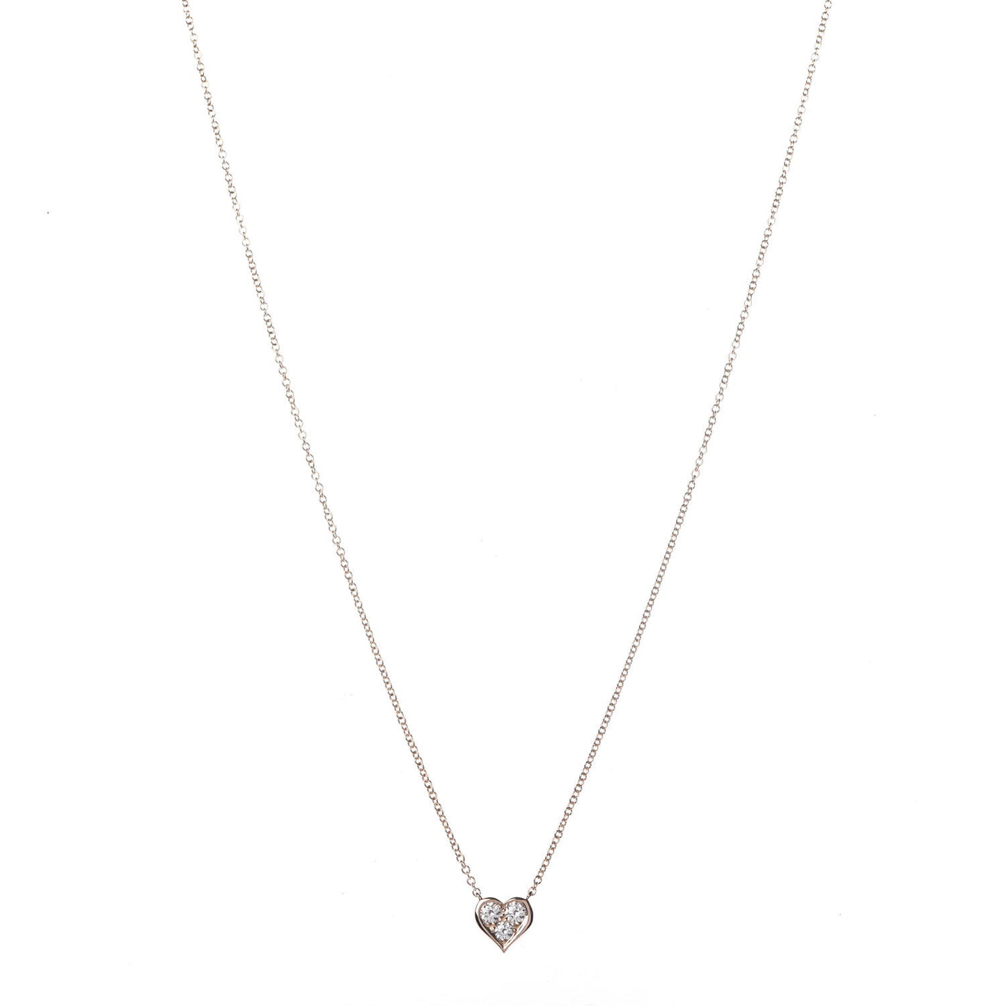 18K Rose Gold Diamond Heart Pendant Necklace