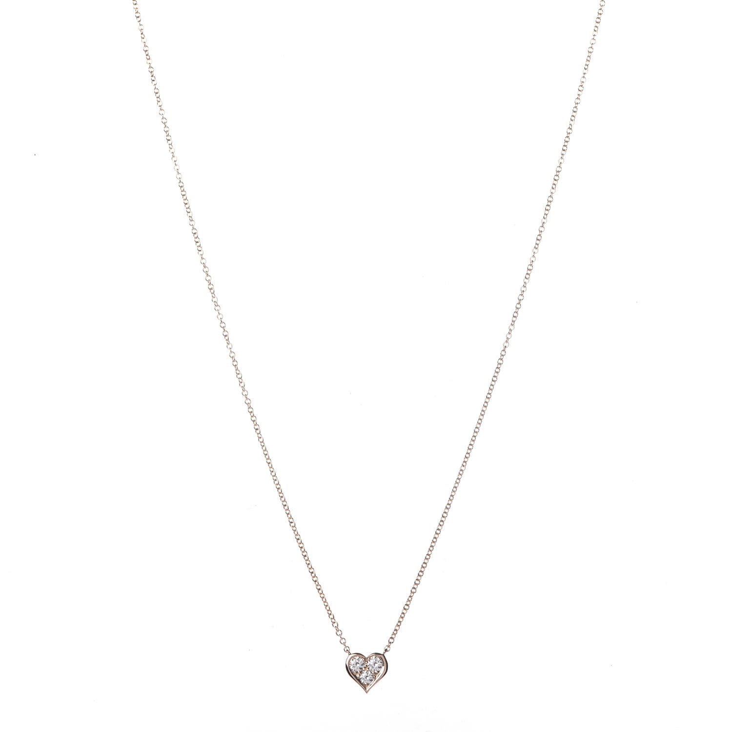 Tiffany 18K Rose Gold Diamond Heart Pendant Necklace 1 of 8