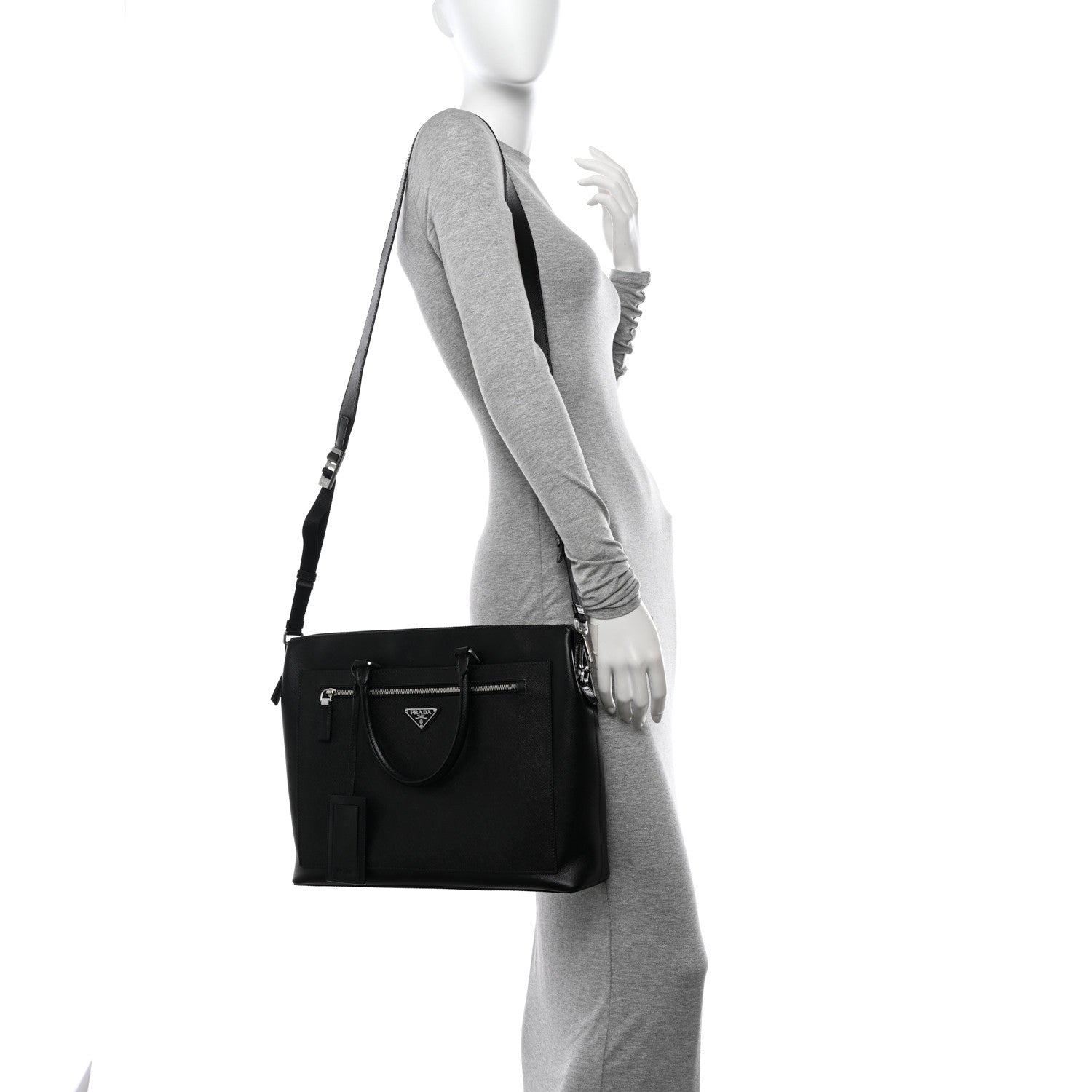 Prada Saffiano Travel Briefcase Black 2 of 11