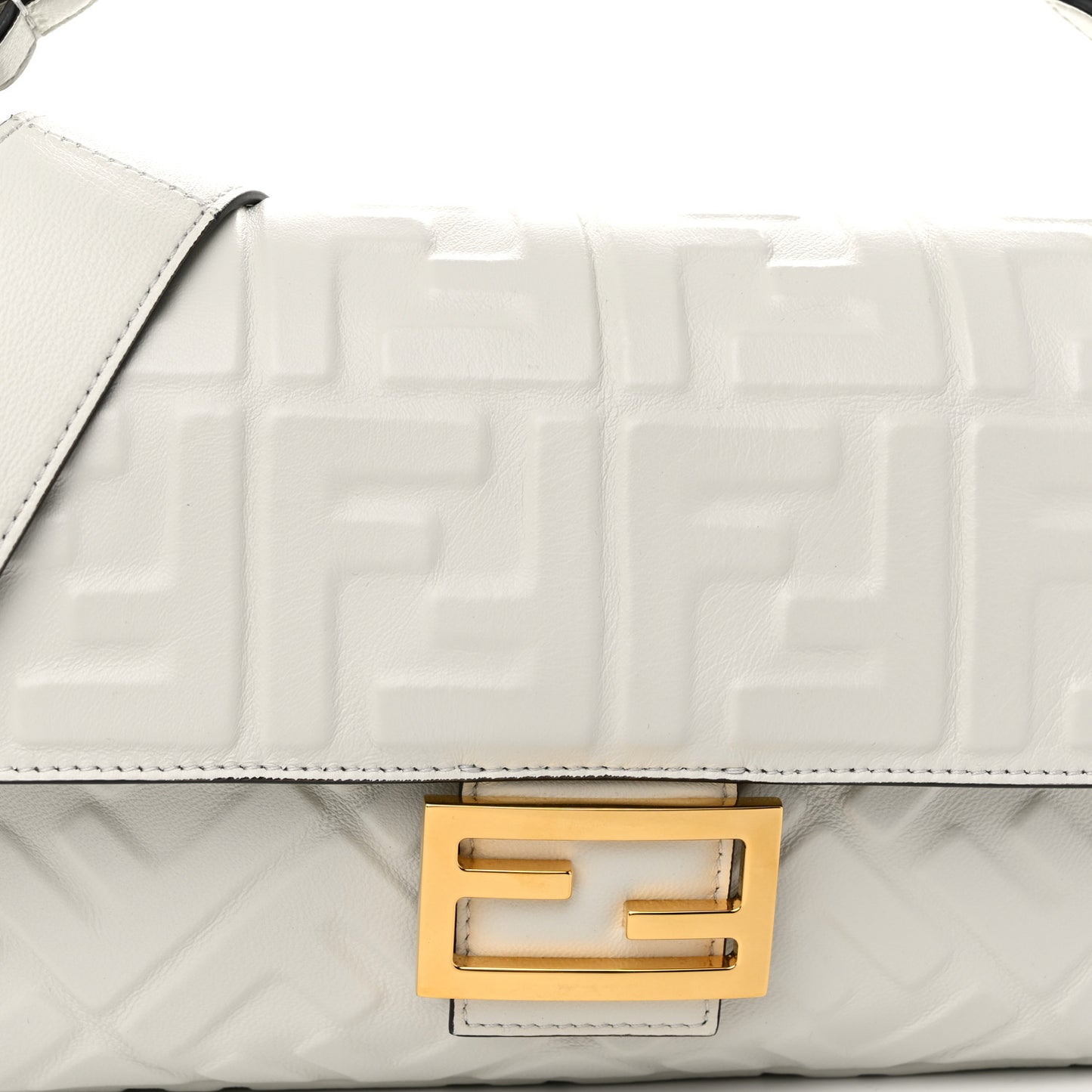 Nappa FF 1974 Embossed Baguette White