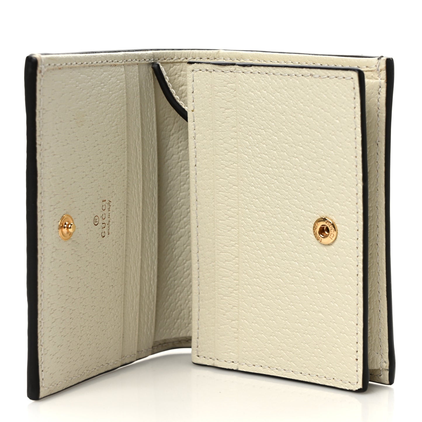 GG Supreme Monogram Textured Dollar Calfskin Web Ophidia Card Case Beige Ebony Mystic White