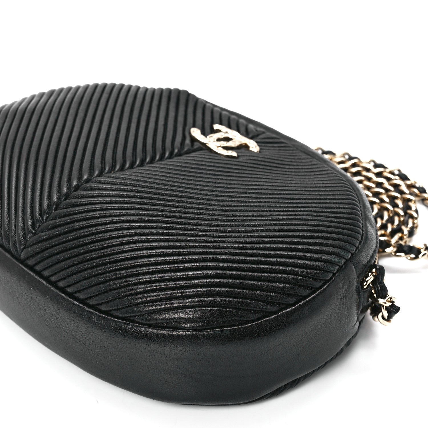 Chanel Lambskin Chevron Quilted Small Pleated Crush Camera Case Black 10 of 10
