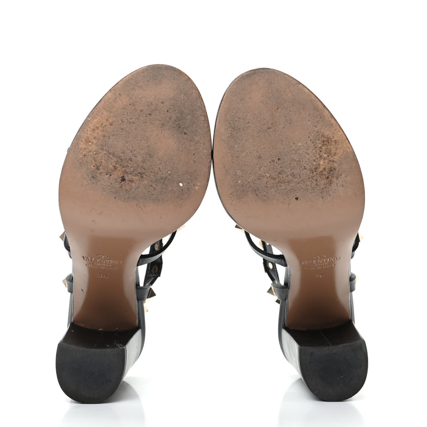 Calfskin Rockstud 90mm City Sandals 36 Black