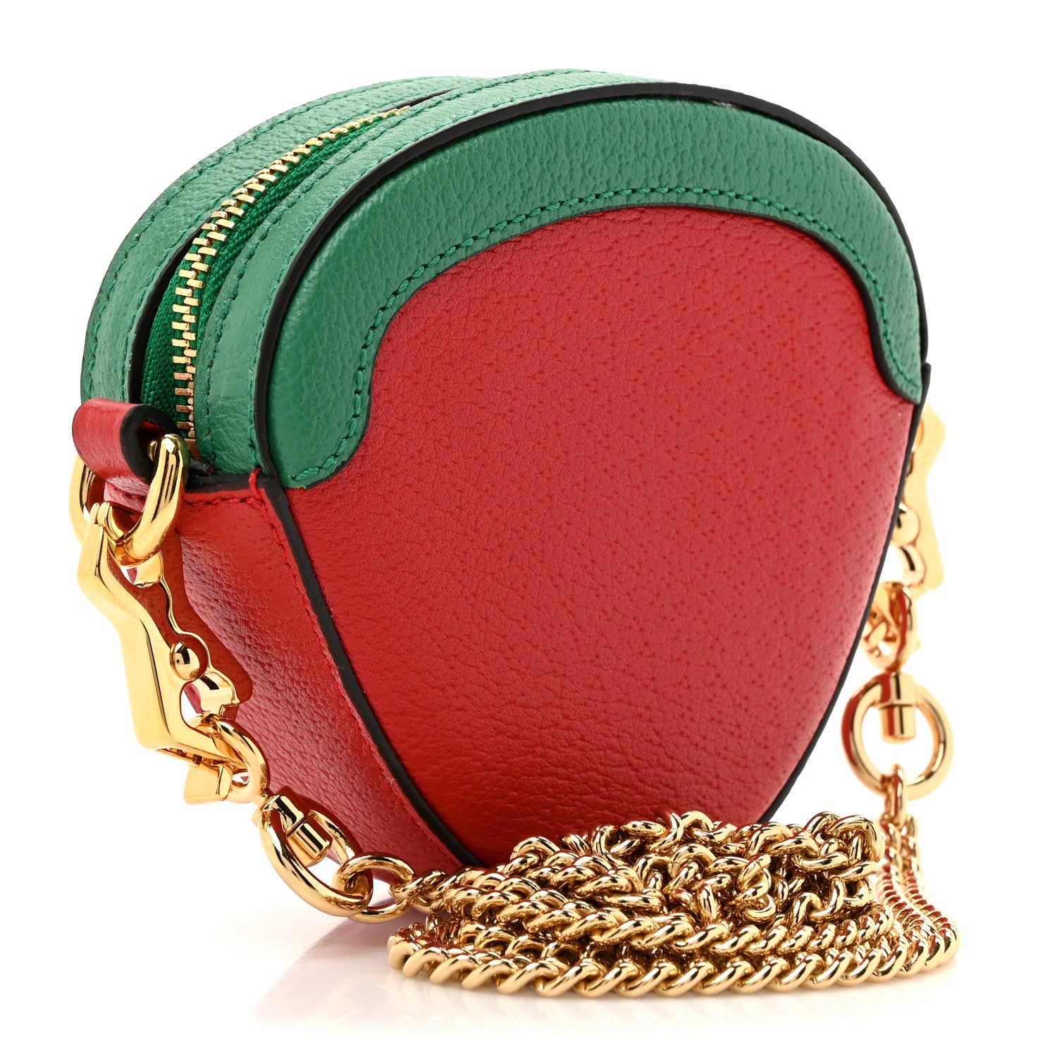 Gucci Textured Dollar Calfskin Retro Interlocking G Fruttini Strawberry Mini Crossbody Lobster Red Black New Acero 3 of 10