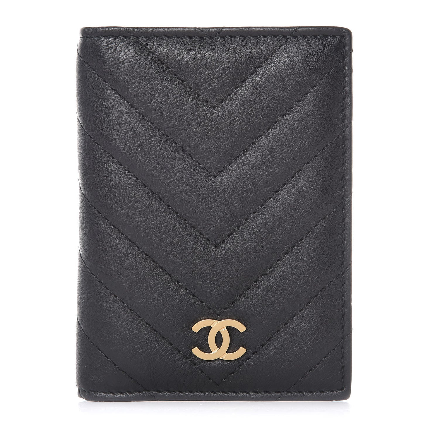 Sheepskin Chevron Card Holder Wallet Black