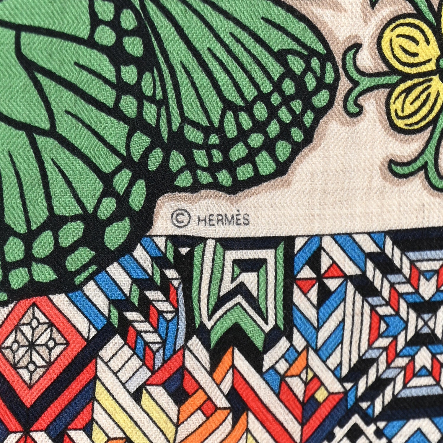 Hermes Cashmere Silk Le Jaguar Et Le Colibri Shawl 140 3 of 9