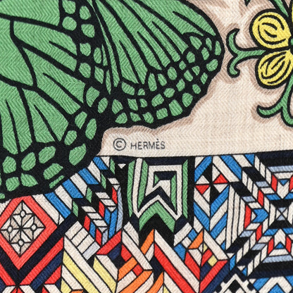 Hermes Cashmere Silk Le Jaguar Et Le Colibri Shawl 140 3 of 9