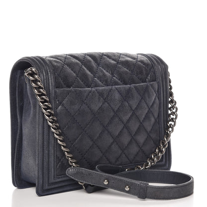 Chanel Goatskin Quilted Medium Gentle Boy Flap Navy Blue 3 of 17