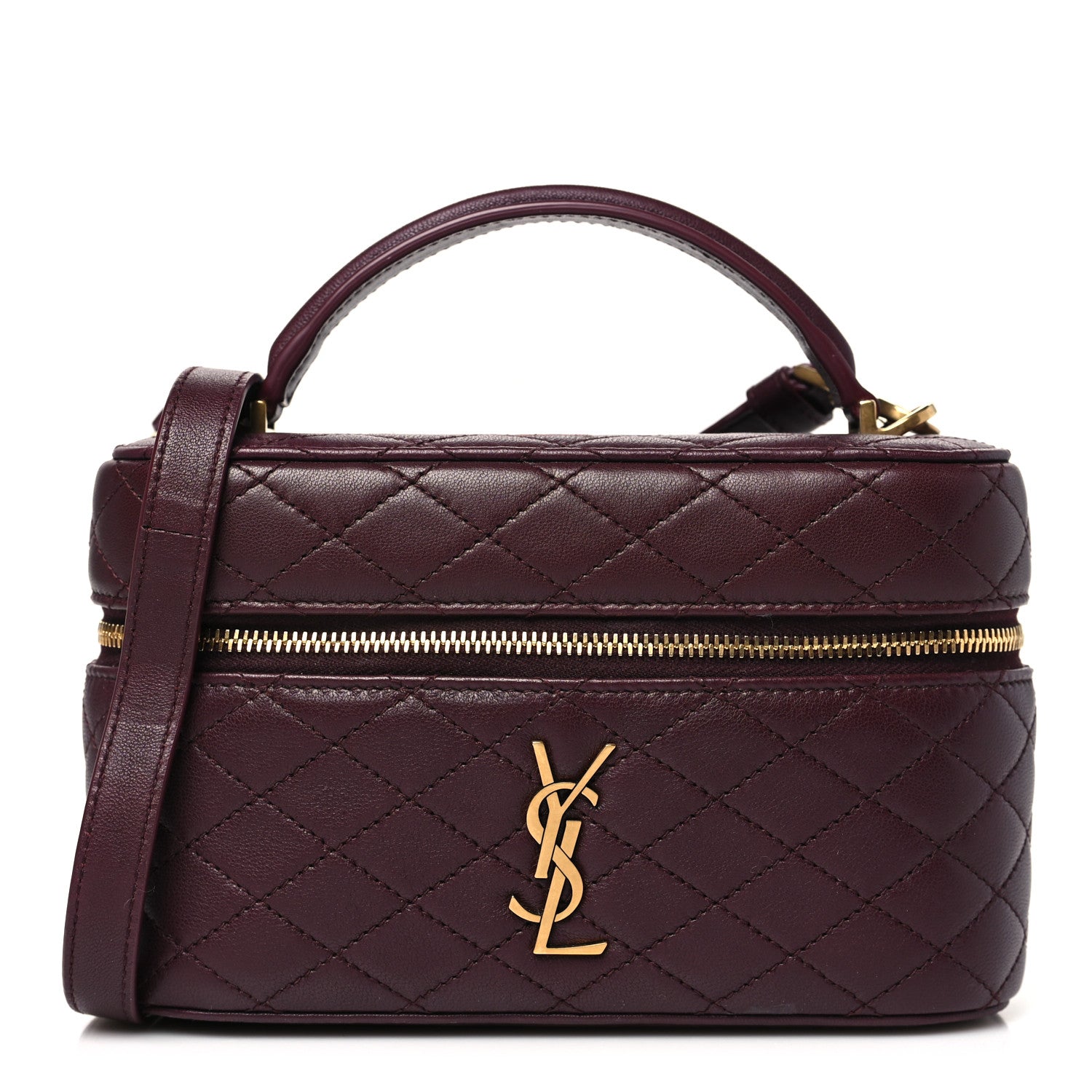 Saint Laurent Lambskin Quilted Mini Gaby Vanity Case Rouge Cabernet 1 of 10