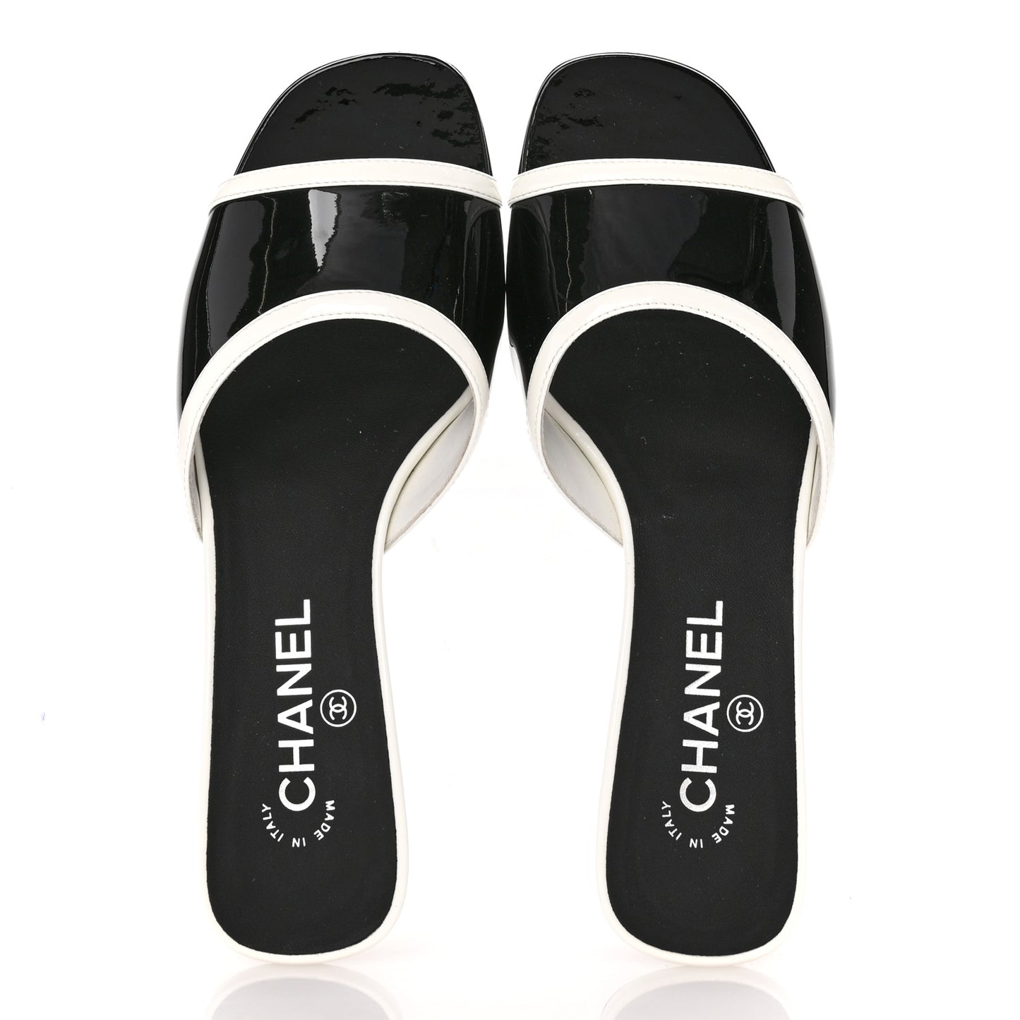 Patent Calfskin Mules 39 Black White Grey