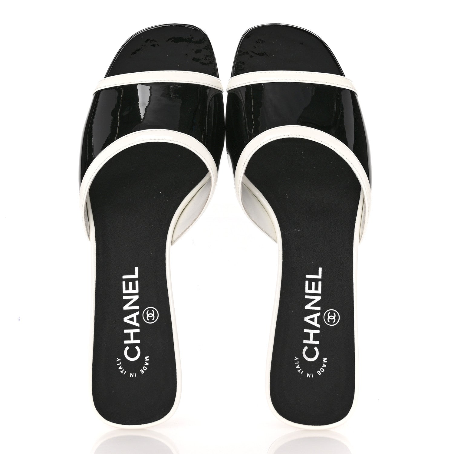 Chanel Patent Calfskin Mules 39 Black White Grey 2 of 8