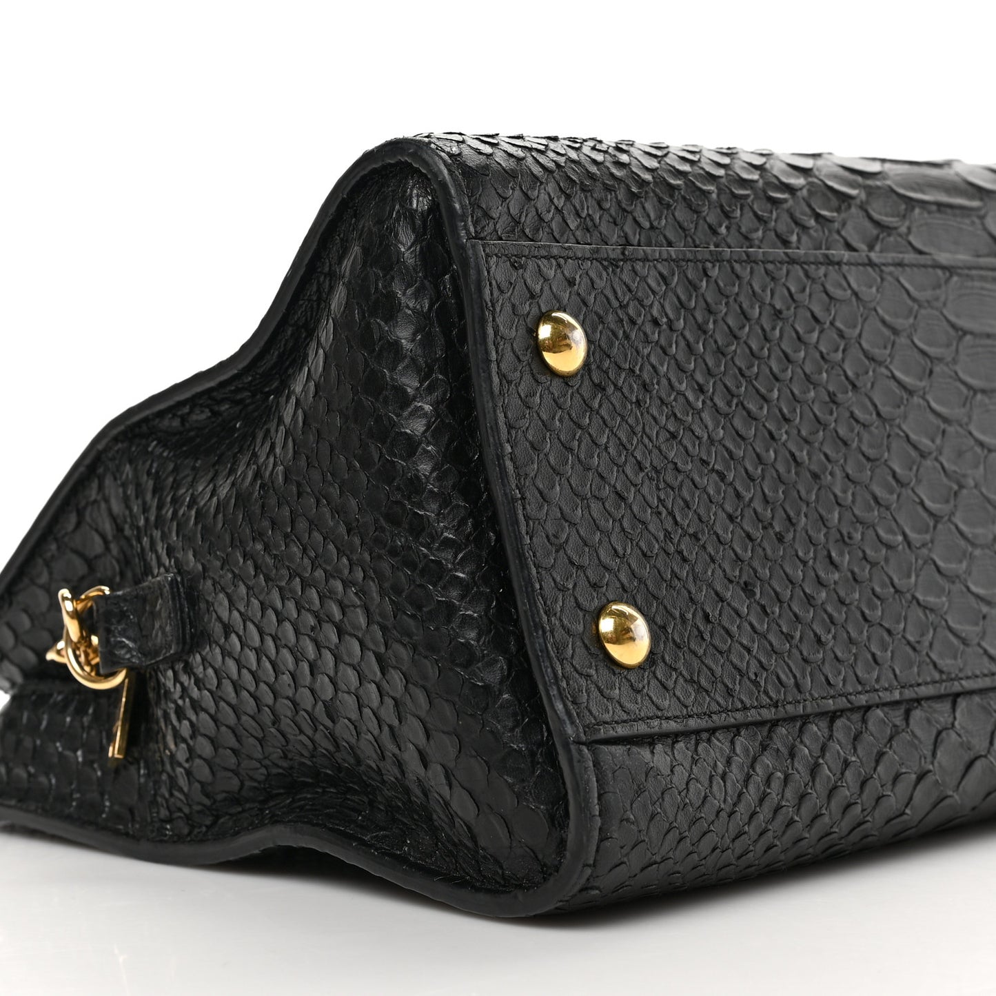 Python Calfskin Embossed Monogram Baby Cabas Black