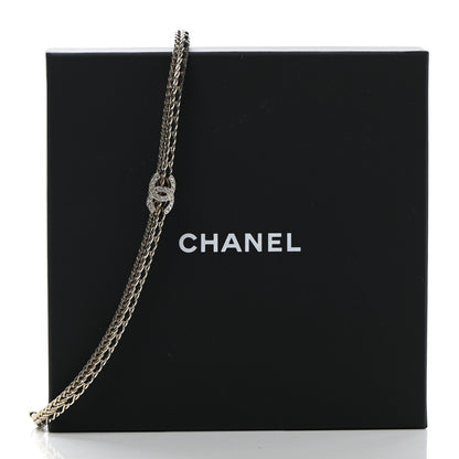 Chanel Metal Lambskin Crystal Chain CC Necklace Black Gold 7 of 7