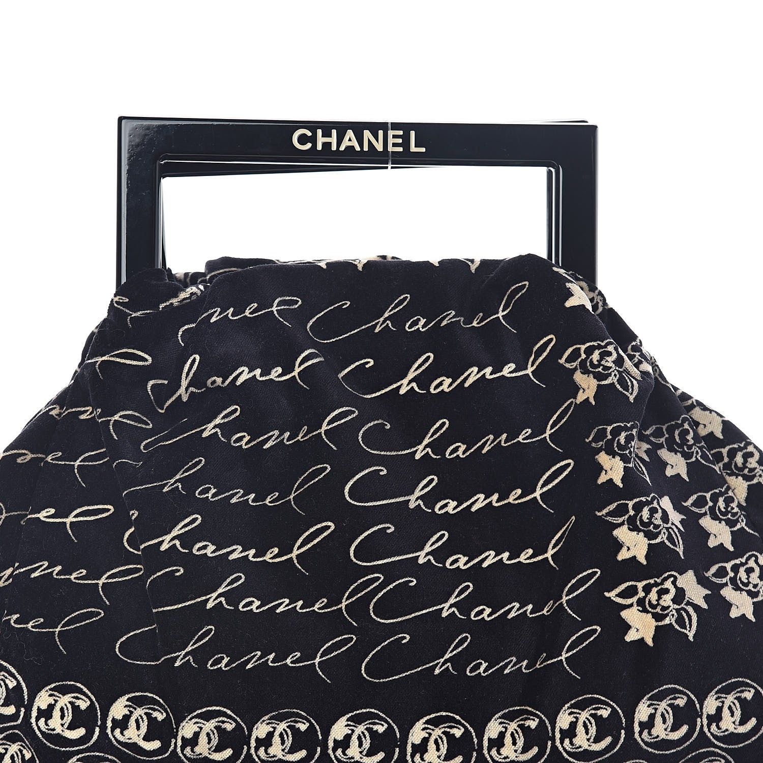 Chanel Velvet Camellia Flower Print Tote Black 8 of 10