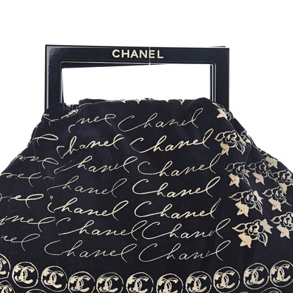 Chanel Velvet Camellia Flower Print Tote Black 8 of 10