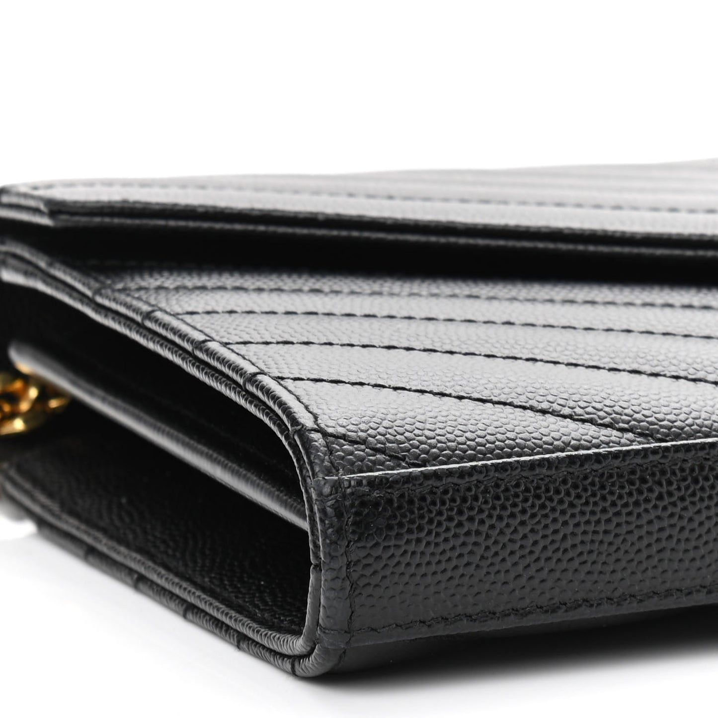 Grain De Poudre Matelasse Chevron Monogram Chain Wallet Black