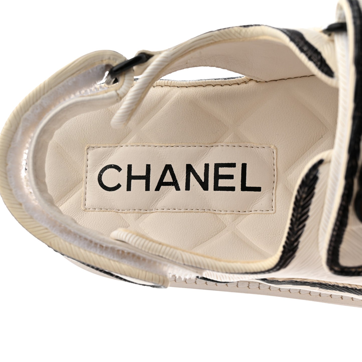 Calfskin Printed Velcro Dad Sandals 35.5 White Black