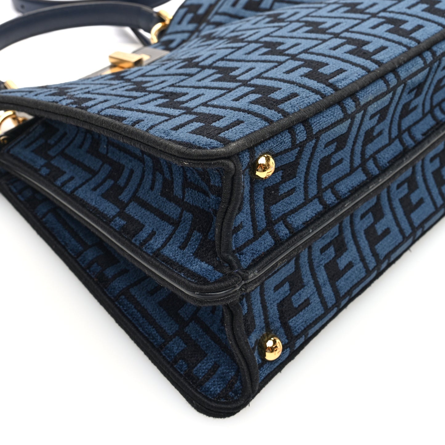 Chenille Vitello Seta FF Medium Peekaboo I SEE U Satchel Blue Black