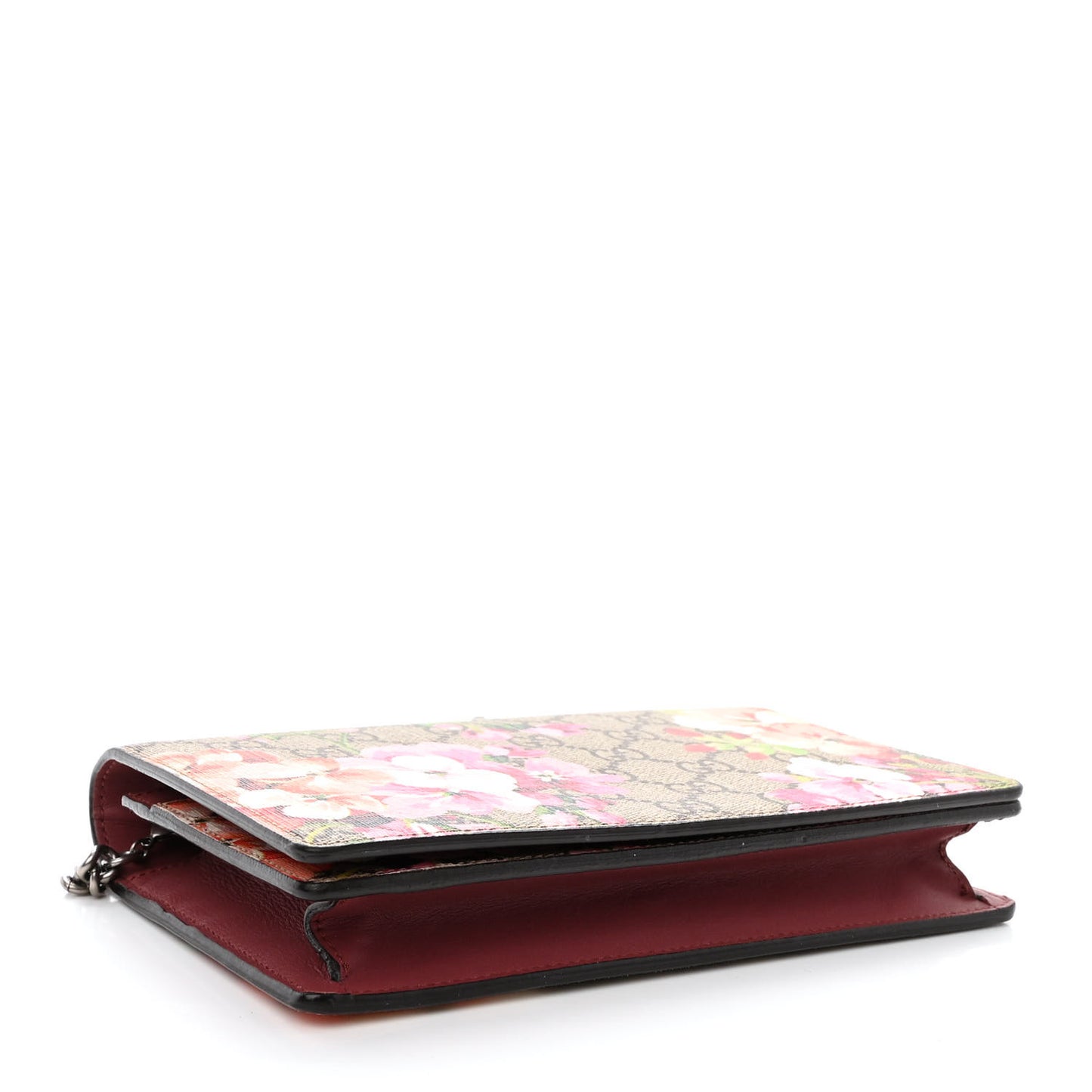 GG Supreme Monogram Blooms Chain Wallet Beige Multicolor Dry Rose